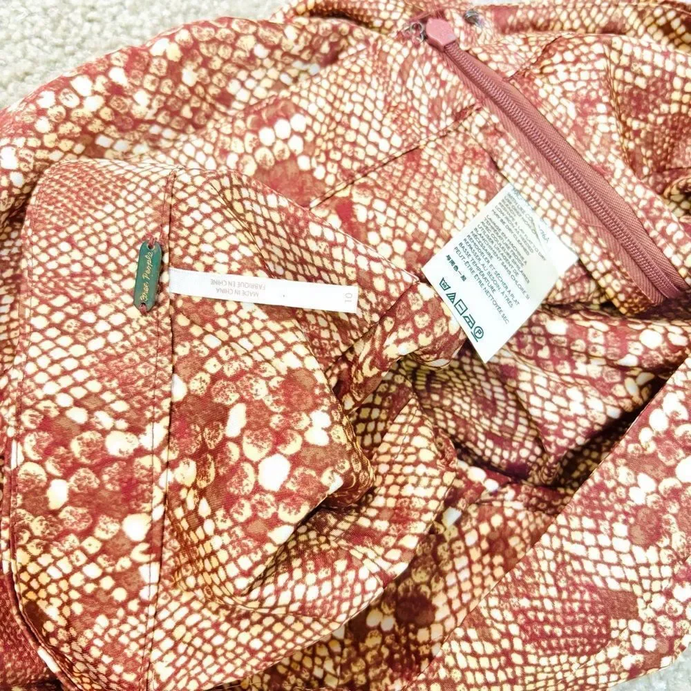 Free People Normani Bias Snakeprint Midi Skirt – Desert Peach, Silky, Size 10